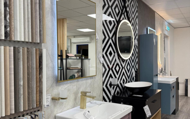 Basins display at Fords South West showcasing a stylish range of contemporary designs.